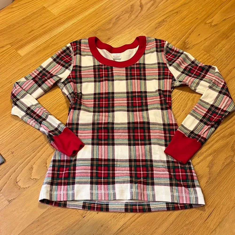 Hanna Andersson 100% organic cotton plaid pajama top size small holiday
